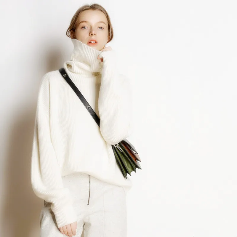 DY Wool Women's Sweater Autumn Winter Warm Turtlenecks Casual Loose Oversized Lady Sweaters Knitted Pullover Top Pull Femme - Image 2