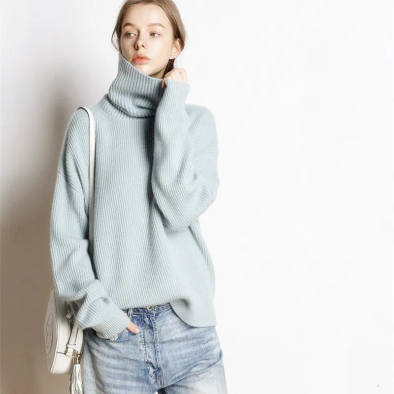 DY Wool Women's Sweater Autumn Winter Warm Turtlenecks Casual Loose Oversized Lady Sweaters Knitted Pullover Top Pull Femme - Image 4
